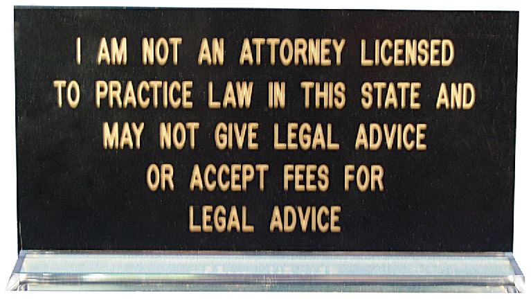 I Am Not a Lawyer Arkansas Notary Desk Sign