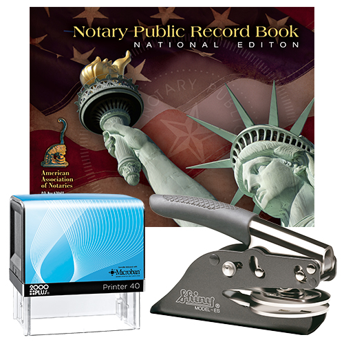 Arkansas Deluxe Notary Supplies Package I Notary Supplies Deluxe Package (All States) - Microban Stamp and Your Choice of Embosser