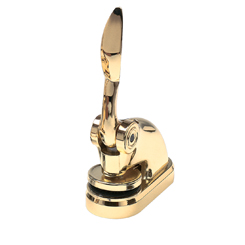 This Arkansas contemporary notary seal embosser is available with baked-on black epoxy finish, a plated 24k lustrous gold flashed finish, or a lustrous plated finish. This elegant, precision-made embosser makes a fine addition to any desk or office. Handles are molded for complete comfort and notary seal impressions are sharp and clear with every use. The embosser has a felt, no-scratch base that will prevent damages to any surface on which it is placed. Available in three colors. Makes notary seal impressions of 1-5/8 inches.